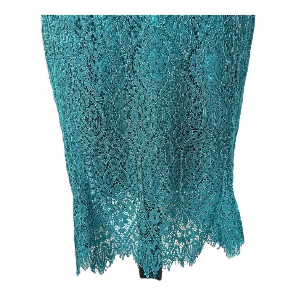 Zalalus Green Sheer Lace High Neck Elegant Bodycon Midi Dress Womens 10 - Picture 7 of 14